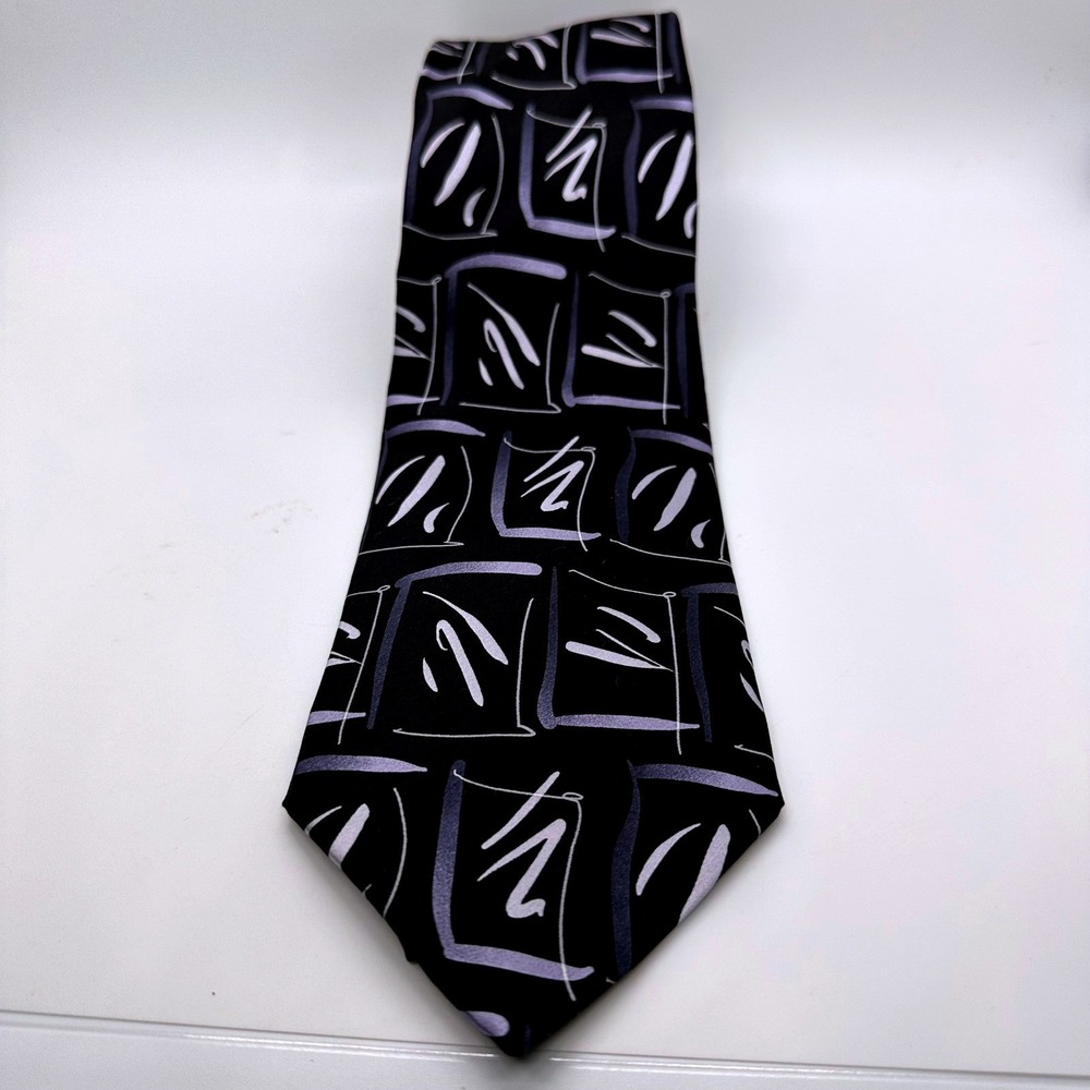 J. Garcia Silk Tie Abstract Collection Forty Eleven Black White Professional